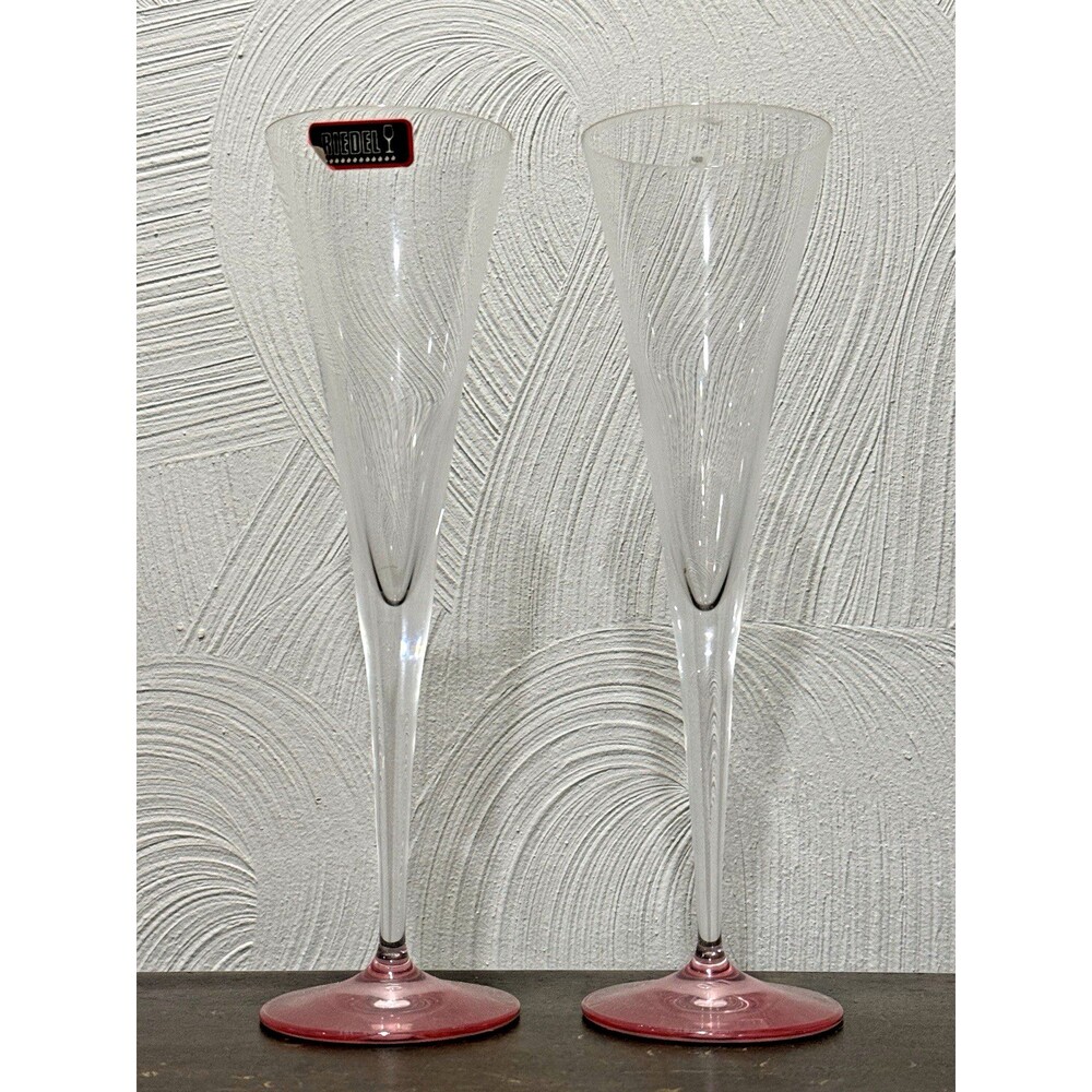 Riedel Pink Ouverture Trumpet Champagne Flutes Set of 9.5" (set 2) Wedding NWOB
